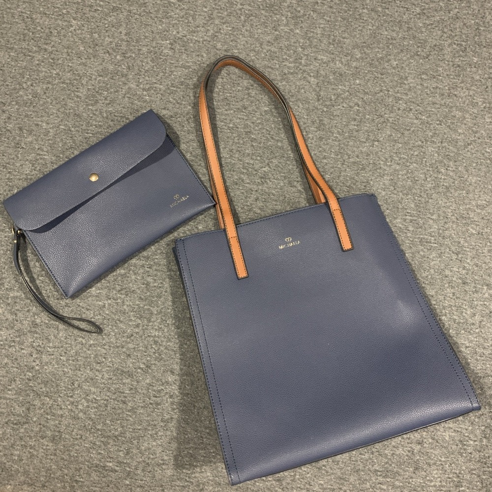 MICHAELA Blue Shoulder Purse with Wristlet Wallet Bag